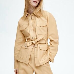 H&M Belted Leather Jacket